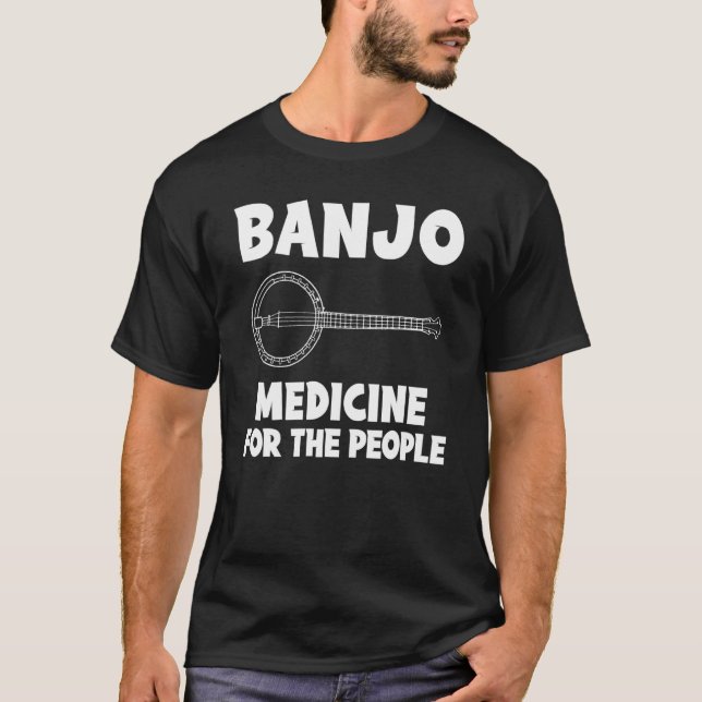 Camiseta Banjo É Medicina Para A Pessoas Hoodie Long Sleev (Frente)