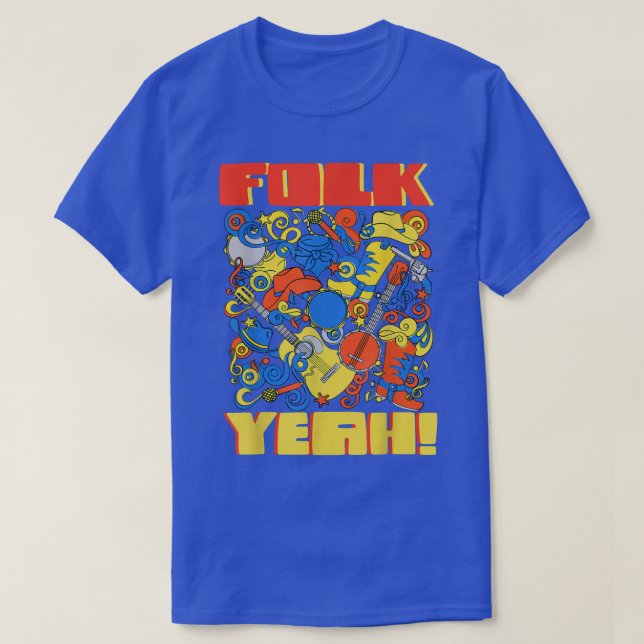 Camiseta Banjo Guitar Player Folk Yeah  (Frente do Design)