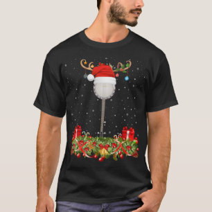 Camiseta Banjo Music Lover Xmas Gift Santa Hat Banjo Cristo