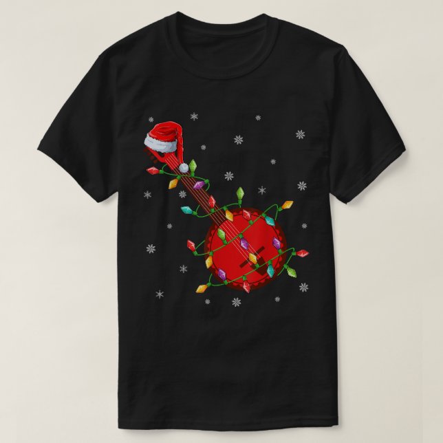 Camiseta Banjo Music Lover Xmas Papais noeis Banjo Christma (Frente do Design)
