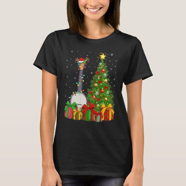 Camiseta Banjo Music   Xmas Holiday Santa Banjo Christmas T (Frente)
