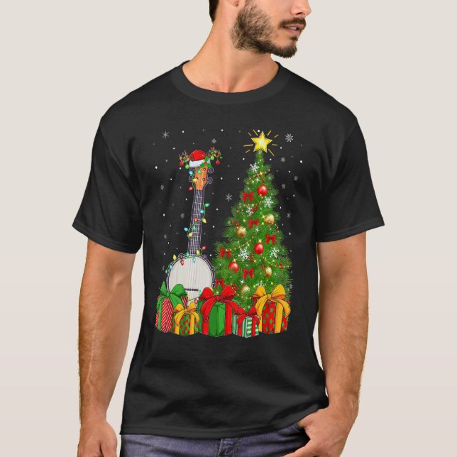 Camiseta Banjo Music   Xmas Holiday Santa Banjo Christmas T (Frente)