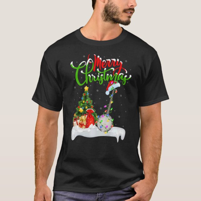 Camiseta Banjo Music Xmas Papais noeis Banjo Christma (Frente)