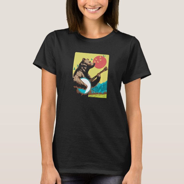 Camiseta Banjo Pickin' Bear Sunset 80s 90s (Frente)