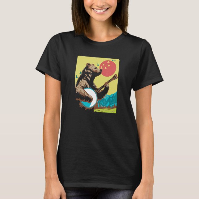Camiseta Banjo Pickin' Bear Sunset 80s 90s (Frente)