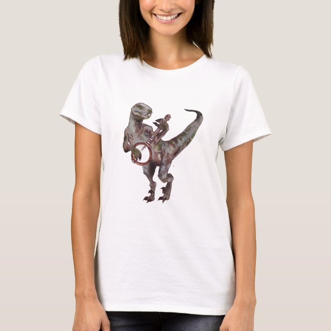 Camiseta Banjo que joga o Velociraptor (Frente)
