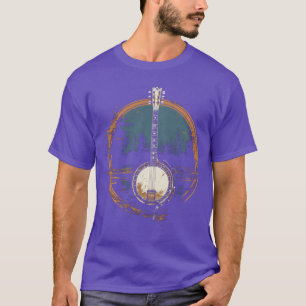 Camiseta Banjo Retro Bluegrass Vintage Desgastado Cottageco