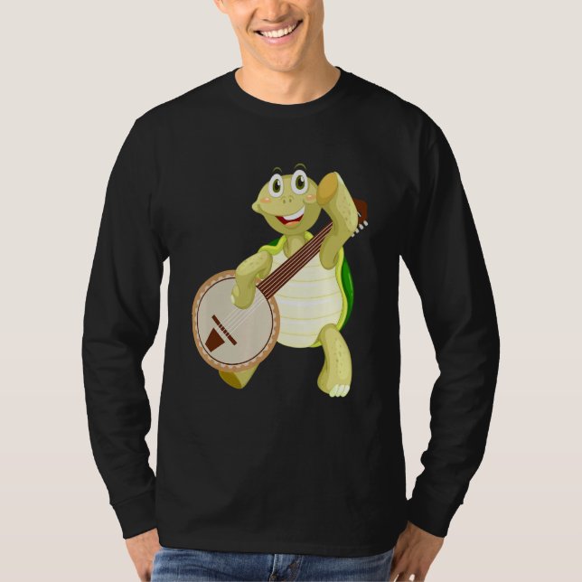 Camiseta Banjo Turtle Turtle Jogando Banjo (Frente)