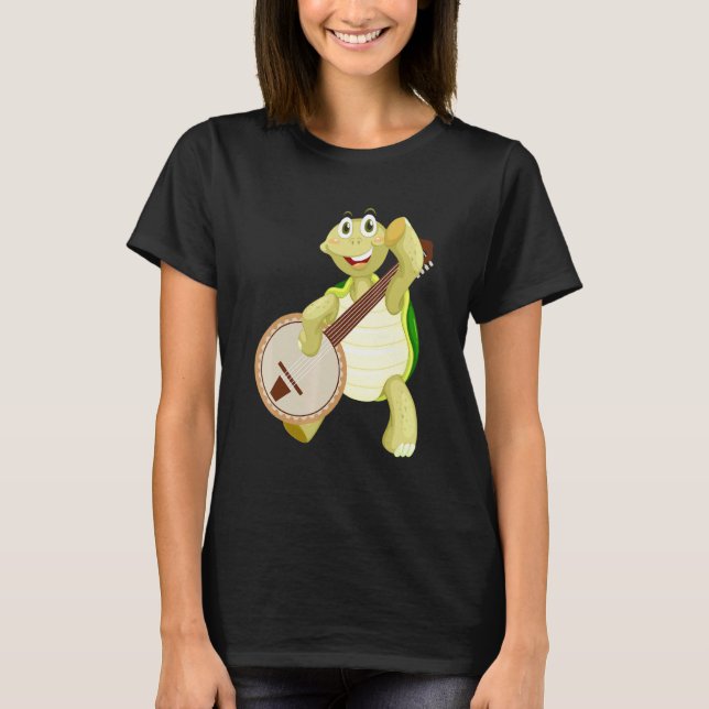 Camiseta Banjo Turtle Turtle Jogando Banjo (Frente)