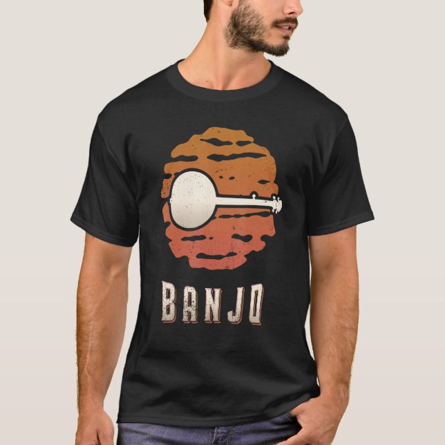 Camiseta Banjo Vintage Retro Classic Sunset Music (Frente)