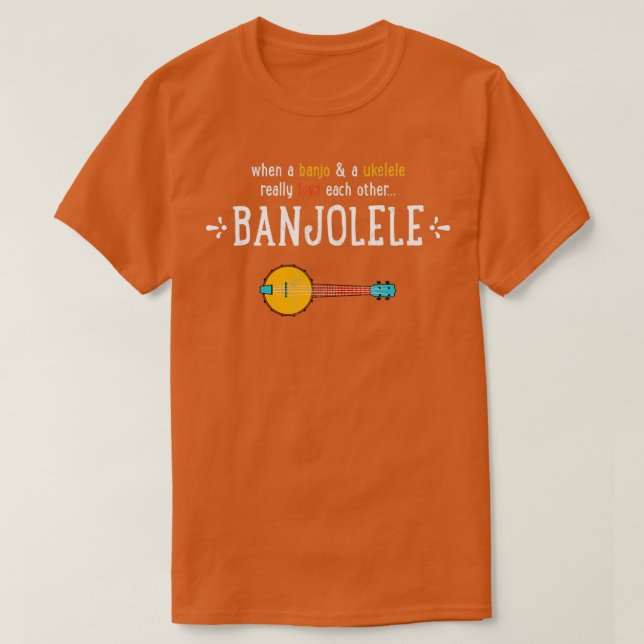 Camiseta Banjolele Banjo Ukulele Impressão (Frente do Design)