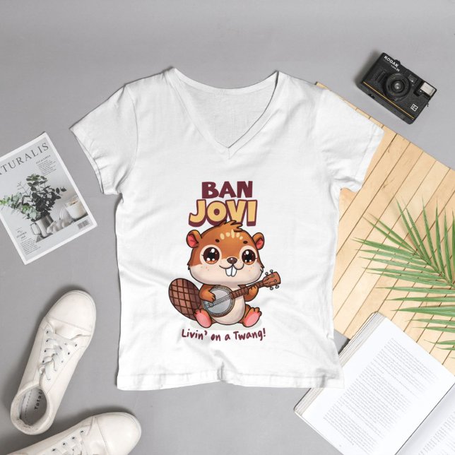 Camiseta Banjovi Cute Beaver Jogando Banjo (Criador carregado)