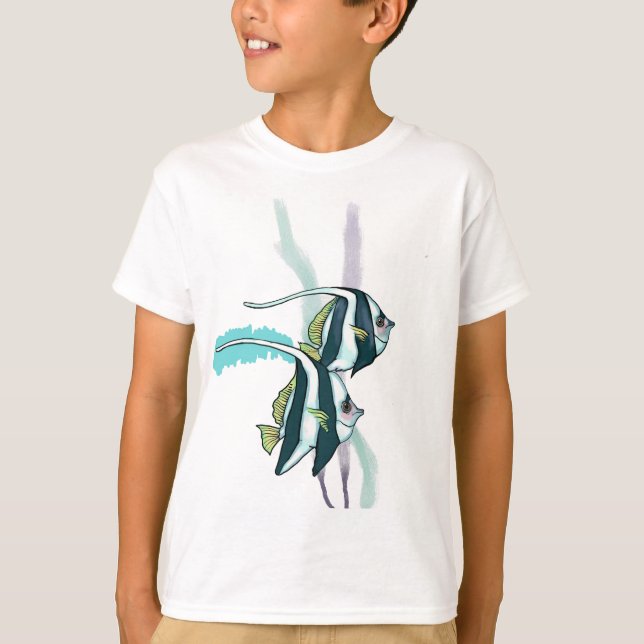 Camiseta Bannerfish De Recife, Peixes Espalhados Submarinos (Frente)