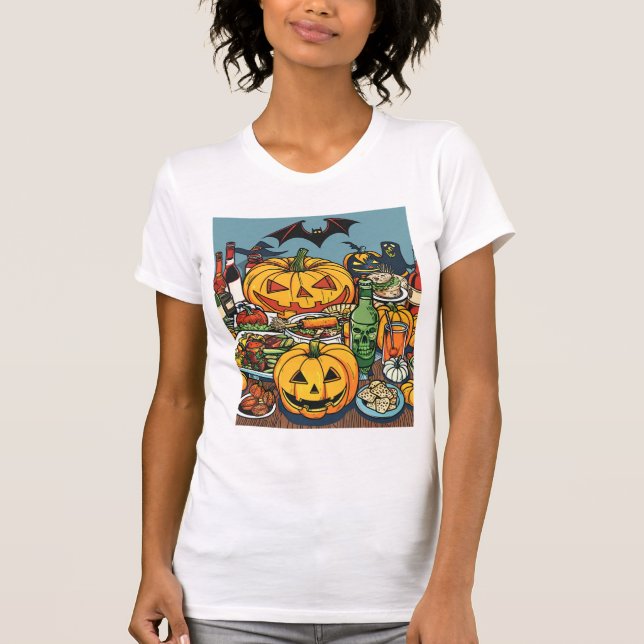 Camiseta Banquete de Halloween - Celebração de festas assus (Frente)