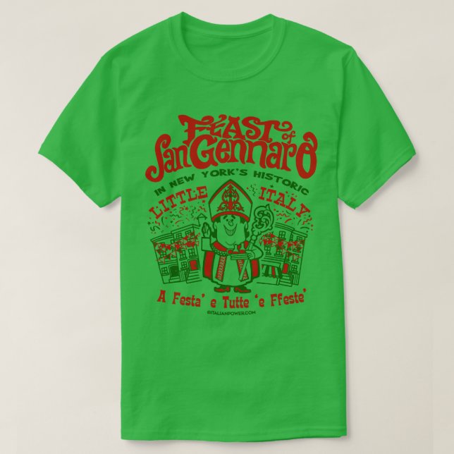Camiseta Banquete de San Gennaro NYC Faux Back (Frente do Design)
