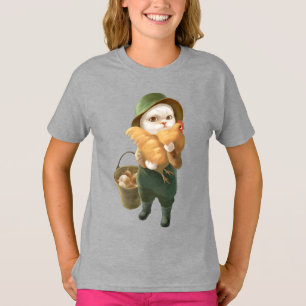 Camiseta Bao Bao: Gatinho Fazendeiro Fofo & Colheita da Gal