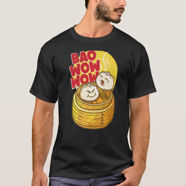Camiseta Bao Wow Baozi Comida chinesa calça soma vapor asiá (Frente)
