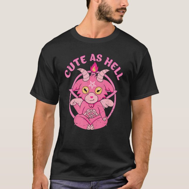 Camiseta Baphomet Cute As Hell Esoteric Cute Satanic Goat O (Frente)