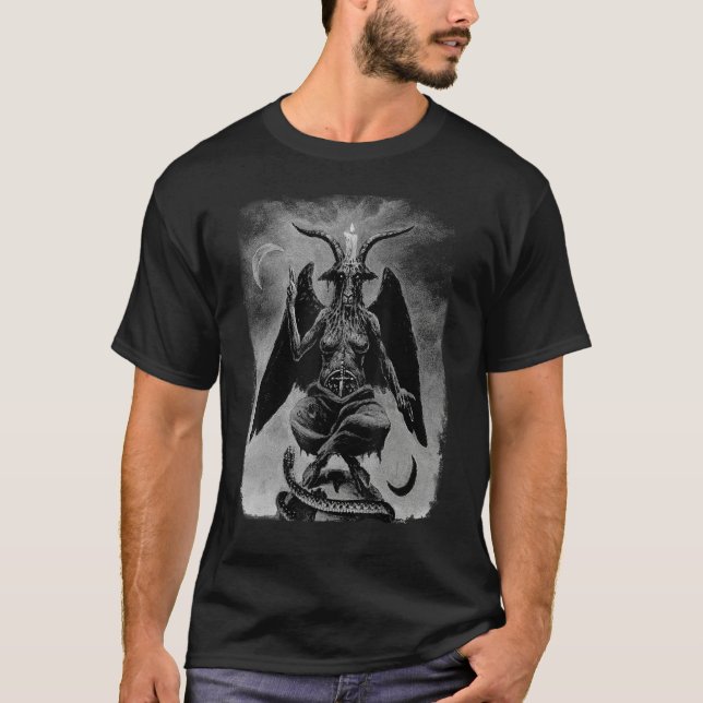 Camiseta Baphomet Occult Satanic Gothic Satan Goat Head 666 (Frente)