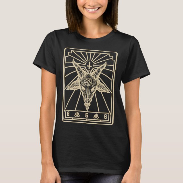 Camiseta Baphomet Tarot Inverted Cross Leviathan Cross Goat (Frente)