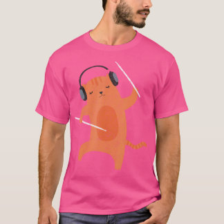 Camiseta Baquetas Percussion Drummer Cat Tambor para presen