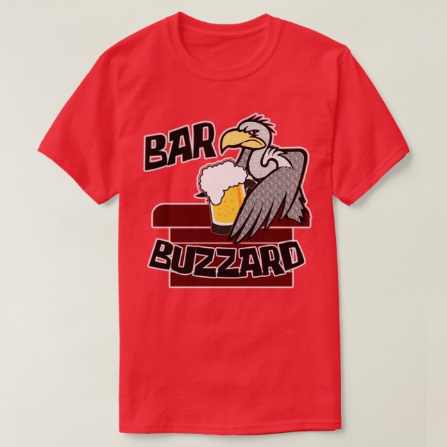 Camiseta Bar Buzzard Comedy Bebendo (Frente do Design)