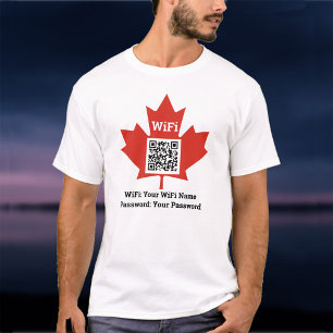 Camiseta Bar canadense Wifi Plus QR Code Plus Address em um