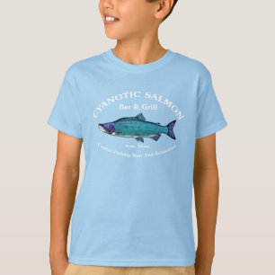 Camiseta Bar de salmão cianótico e grill