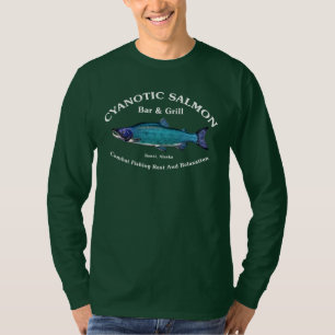 Camiseta Bar de salmão cianótico e grill