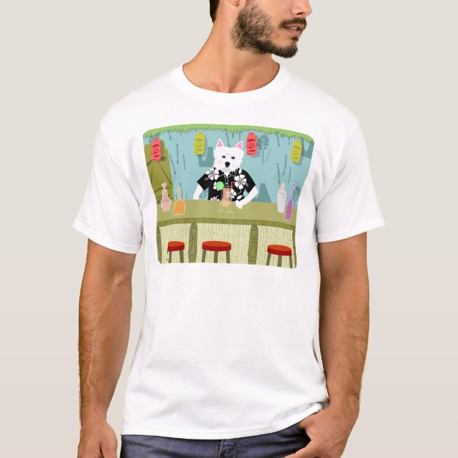 Camiseta Bar de Terrier branco de montanhas ocidentais Tiki (Frente)