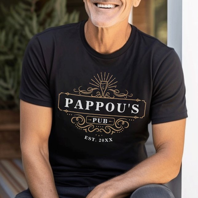 Camiseta Bar Doméstico do Pub do Pappou Personalizado Estab (Criador carregado)