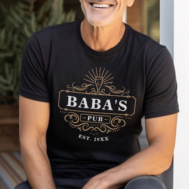Camiseta Bar Doméstico Pub da Baba Personalizado Estabeleci (Criador carregado)