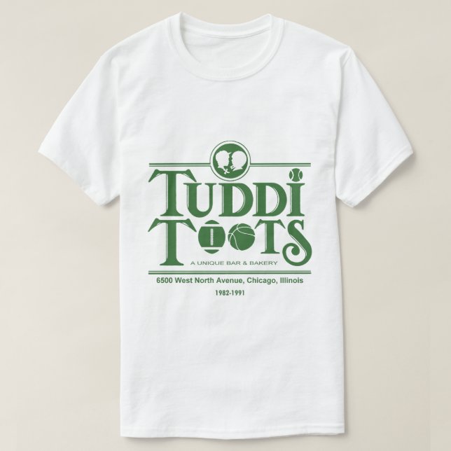 Camiseta Bar e restaurante Tuddi Toots, Chicago, IL (Frente do Design)