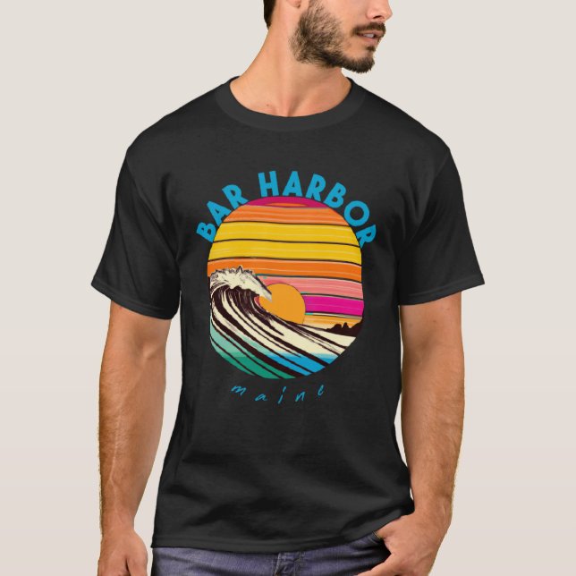 Camiseta Bar Harbor Retro 1980s Beach Style Maine (Frente)