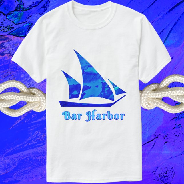Camiseta Bar Harbour Maine Blue Watercolor (Criador carregado)