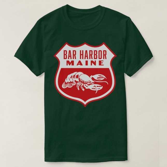 Camiseta Bar Harbour Maine Retro Shield White (Frente do Design)