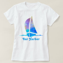 Camiseta Bar Harbour Maine Watercolor Ocean Sailboat