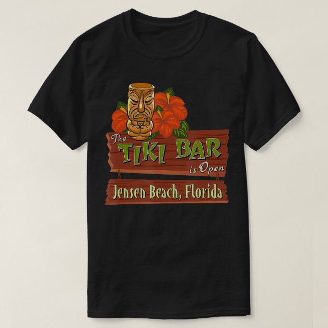 Camiseta Bar Jensen Beach Florida Tiki (Frente do Design)