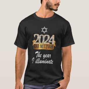 Camiseta bar Mitzvah 2024 Citação do Decor Amarelo Festivo