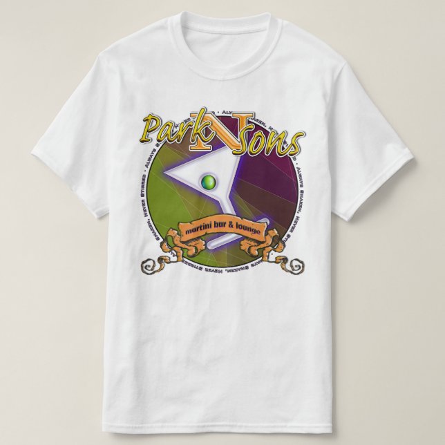 Camiseta Bar Parkinsons Martini Círculo sempre agitado à fr (Frente do Design)