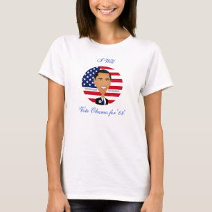 Camiseta Barack Obama - a camisa, voto Obama para "08", eu