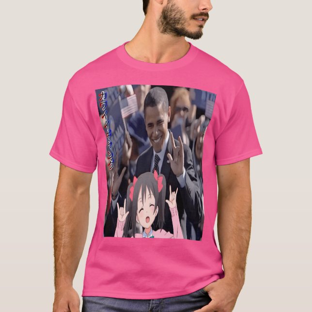 Camiseta Barack Obama Com Anime Girl (Frente)