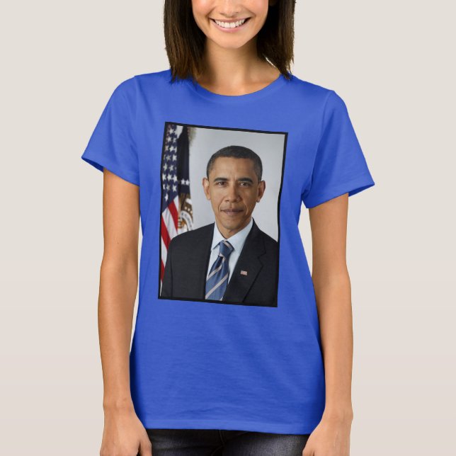 Camiseta Barack Obama Presidente dos EUA Casa Branca Retrat (Frente)