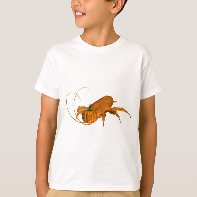 Camiseta Barata Laranja Engraçada Com Cabeça De Abóbora (Frente)