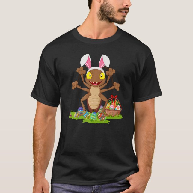 Camiseta Barata Páscoa De Ovo Caçando Pasta De Barata Coelh (Frente)
