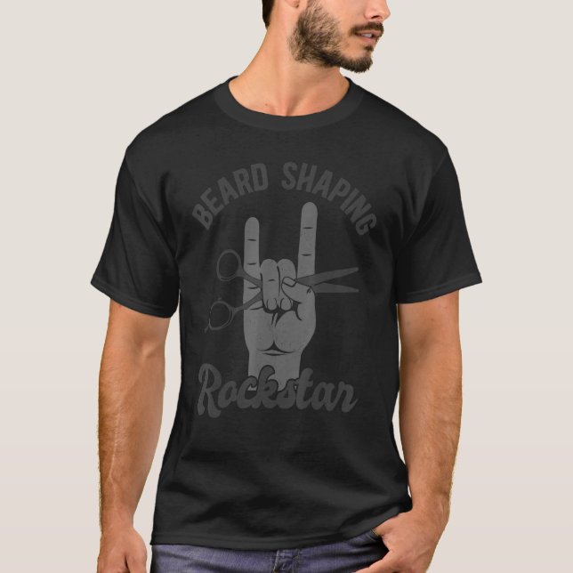 Camiseta Barba moldando estrela do foguete, apreciação engr (Frente)
