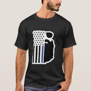 Camiseta Barba Patriótica Linha Azul Fina Apoio Policial