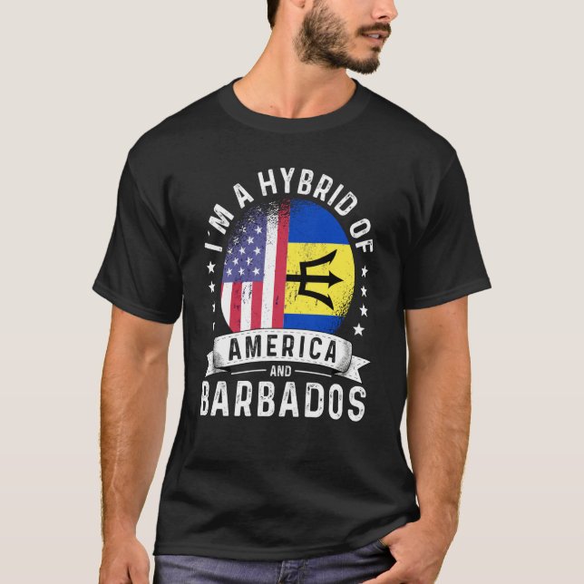 Camiseta Barbadian American Patriot Grown  Flag Humor (Frente)
