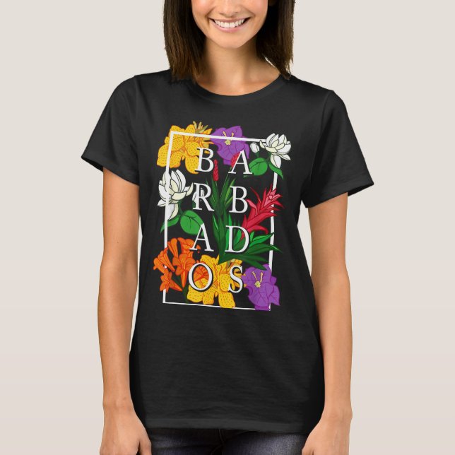 Camiseta Barbados Bajan Wildflower Pride Floral  (Frente)