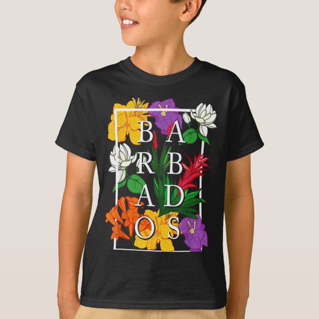 Camiseta Barbados Bajan Wildflower Pride Floral  (Frente)